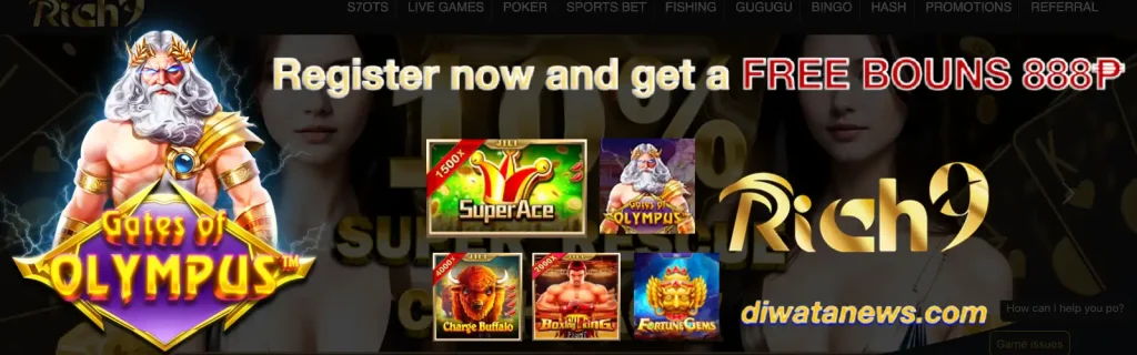 register rich9 casino now and get a free bonus 888 peso